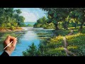 👍 Acrylic Landscape Painting - Summer / Easy Art / Drawing Lessons / Satisfying Relaxing / Акрил