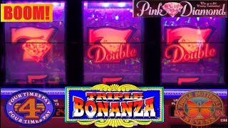 HELLO Pink Diamond! Triple Butterfly 7's + Double 4 Times Pay + TRIPLE BONANZA slot play!