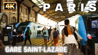 🇫🇷Paris, France  Summer Walking Tour 4K - Boulevard Haussmann - Paris Gare Saint-Lazare