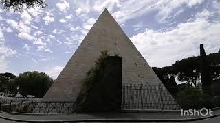 Pyramid of Cestius. (Piramide di Caio Cestio or Piramide Cestia). An Ancient Pyramid in Rome, Italy