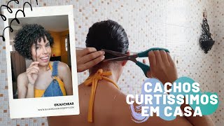 COMO CORTAR CABELO CACHEADO CURTÍSSIMO EM CASA | Kahchear