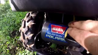 Using your Polaris 4 wheeler ATV and WARN winch to set up a deer hunting blind.