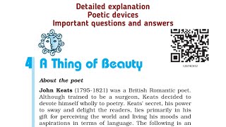 A Thing of Beauty Class 12 English (Flamingo) explanation, poetic devices and important QA