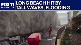 Massive waves, coastal flooding hit Long Beach