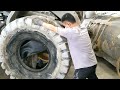 changing loader tires 23.5 25 on a sdlg loader in mainland china.