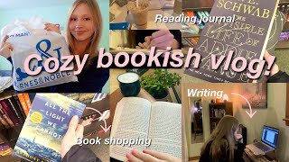 Cozy Bookish Vlog! ☁️📖 Barnes \u0026 Noble, organizing my bookshelf, reading journal, writing tips