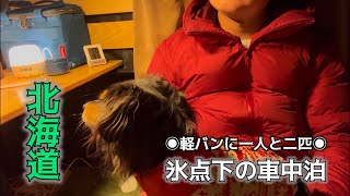 ［男と犬の車中泊］寒い中でのRVパークで車中泊／car canping