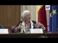 lagarde meets basescu speaks at conference on eastern european economy