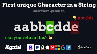 First unique Character in a String - leetcode 387 - hashmap