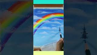 Beautiful Rainbow 🌈 drawing || Oil Pastels || Rooney Arts || #shorts #short #viral #trending