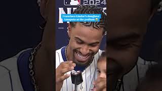 Francisco Lindor’s daughter Amapola unsurprisingly stole the show during his postgame avail 😍