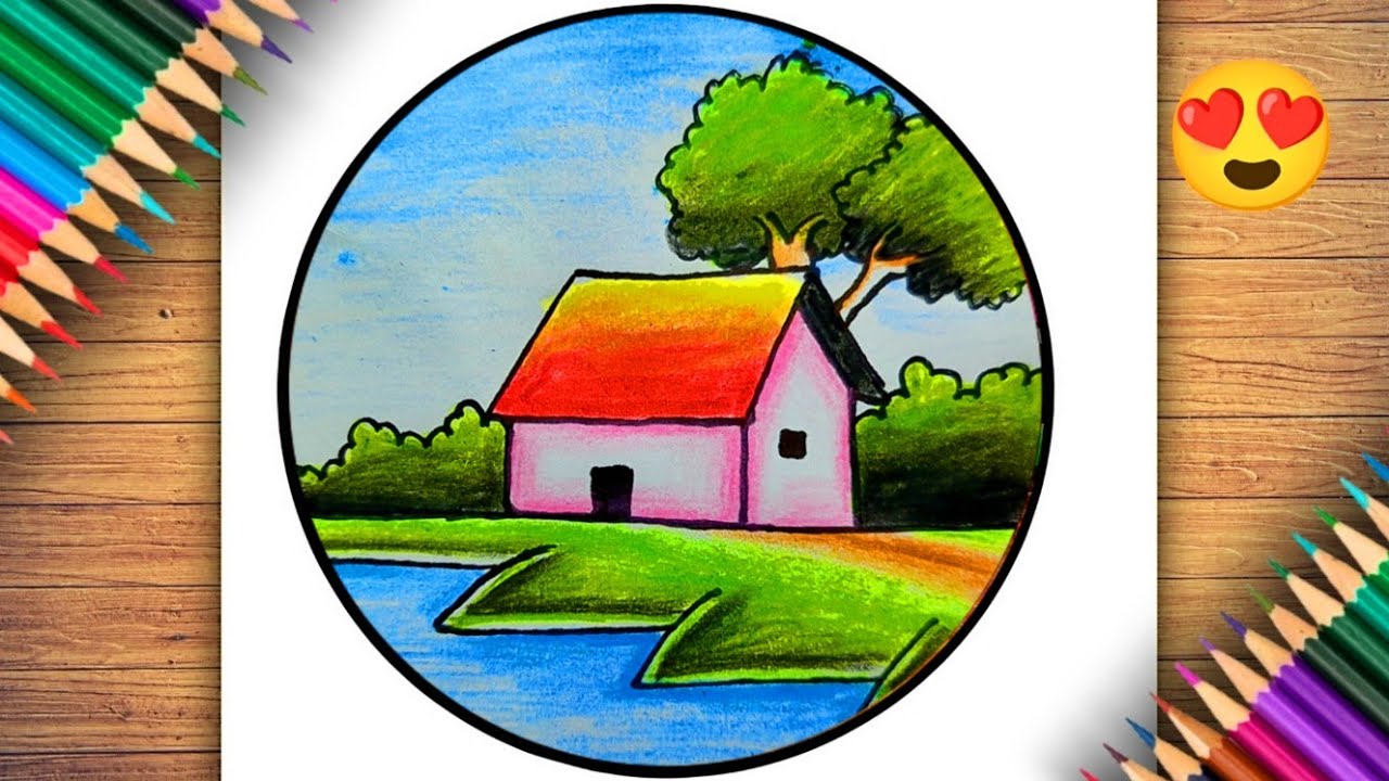 Beautiful House Drawing Tutorial Youtube
