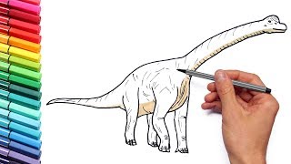 Drawing and Coloring Brachiosaur From Jurassic Parck - Dinosaurs Color Page For Children