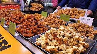 Korean traditional market street food! Chicken, Dakgangjung - TOP 4 / Korean Str