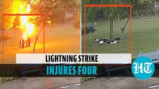 On camera: Lightning hits tree in Gurugram, injures 4 who took shelter