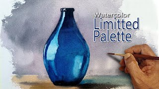 Watercolor Still-life painting  |  How to Paint Glass | Blue Glass Bottle | Watercolor Tutorial