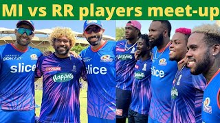 Mumbai Indians players meet up with Rajasthan Royals during pratice for MI vs RR match
