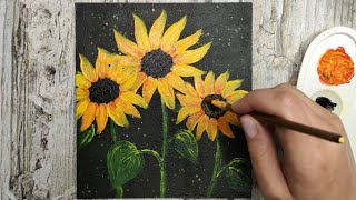 How to Paint Flowers | Sunflowers | Simple Painting Tutorial | Easy Acrylic Painting for Beginners