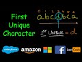 First unique character in a string | Leetcode #387