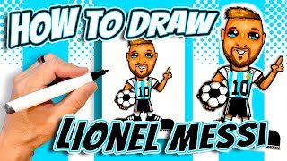 How to Draw Lionel Messi for Kids - Team Argentina World Cup Soccer - Copa Mundial Fútbol