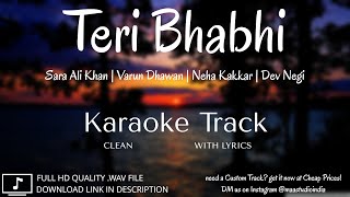 Teri Bhabhi | Clean Lyrical Karaoke | Coolie No.1 | Sara Ali K | Varun D | Neha K Dev N | MAA Studio