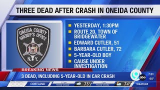 2 adults, 1 child dead after car crash in Oneida County