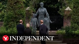 Moment Princess Diana statue unveiled by Harry and William at Kensington Palace