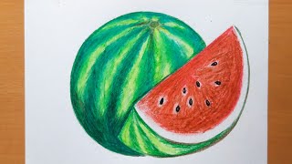 How to Draw Watermelon/Watermelon Drawing/easy Watermelon Drawing/Creafix Art
