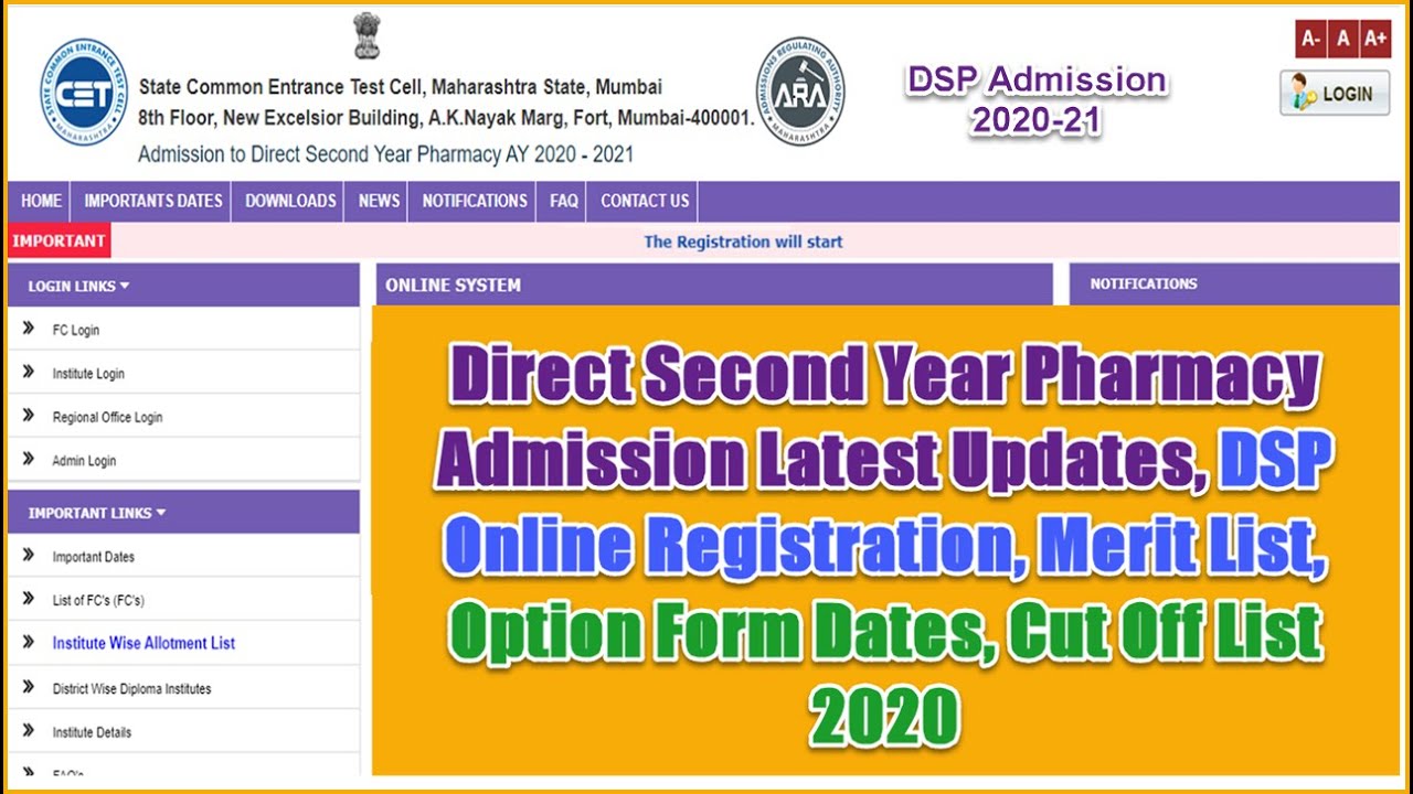 Latest News | Direct Second Year B Pharmacy Admission 2020-21 Dates ...