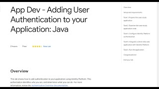 App Dev - Adding User Authentication to your Application: Java Qwiklab