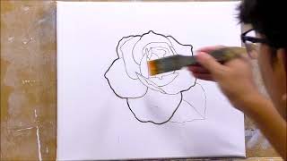 How to Paint Orange Rose in Acrylics / Time-lapse / JMLisondra