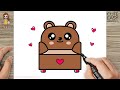 How to Draw a Cute Bear Sofa - Easy Drawing and Coloring for Kids and Toddlers