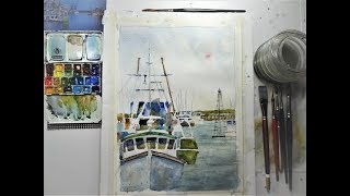 Fishing Boats Scene in Watercolor- with Chris Petri