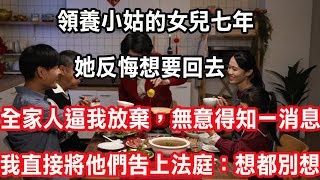 領養小姑的女兒七年，她反悔想要回去，全家人逼我放棄，無意得知一消息，我直接將他們告上法庭：想都別想