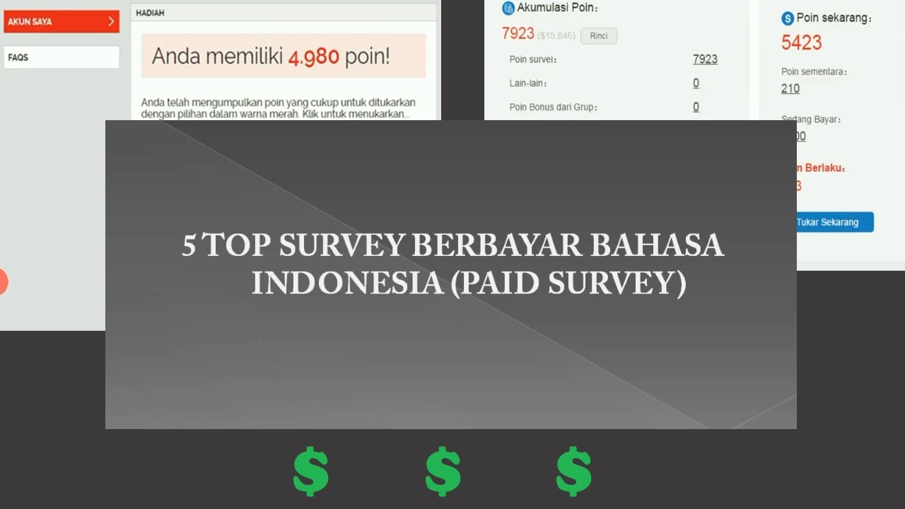 5 Top Survey Online Berbayar Bahasa Indonesia (PAID SURVEY) - YouTube