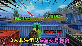 Peace elite：3人G港非法组队，竟合伙和敌人交易物资，太疯狂了【大师兄说游】