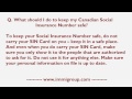 What should I do to keep my Canadian Social Insurance Number safe?