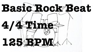 125 BPM Rock Drum Beat - 4/4 Time - Rock Drum Backing Track- Drum Loop 125 Beats per Minute - 125BPM