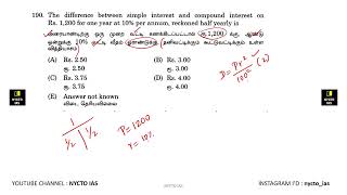 The difference between simple interest and compound interest on Rs 1200 for one year at 10% per..