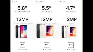 Iphone X VS 8 Plus VS 8 Official Specs Differences