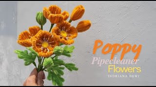 HOW TO MAKE EASY ORANGE POPPY FLOWERS WITH PIPE CELANERS | SIMPLE DIY CRAF TUTORIAL