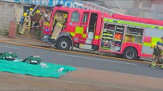 Firefighters tackle large blaze at the derelict New Hacketts Hotel