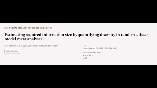 Estimating required information size by quantifying diversity in random-effects model... | RTCL.TV