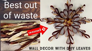 dry leaves craft/wall decor with dry leaves/how to use dry leaves for decoration