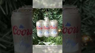 Coors Light Six Pack Beer - Blown Christmas Glass Ornament  #christmasornaments