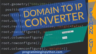 Domain to IP Converter app Python GUI TKInter || Programming In Python