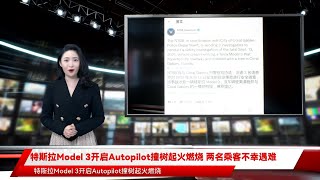 特斯拉Model 3开启Autopilot撞树起火燃烧 两名乘客不幸遇难mp4