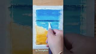 Beach trip|Crayon Painting Hacks|DIY Handcrafts Art|夏日海边蠟筆畫|Simple drawing with Crayon step by step