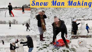 Kids Snow Fight | Snowfall in london | Snow Man Making | Sledging on snow | Frozen | Ola