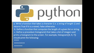 vowel | length of a given list or string | histogram |Python Practical |Tutorial for beginners